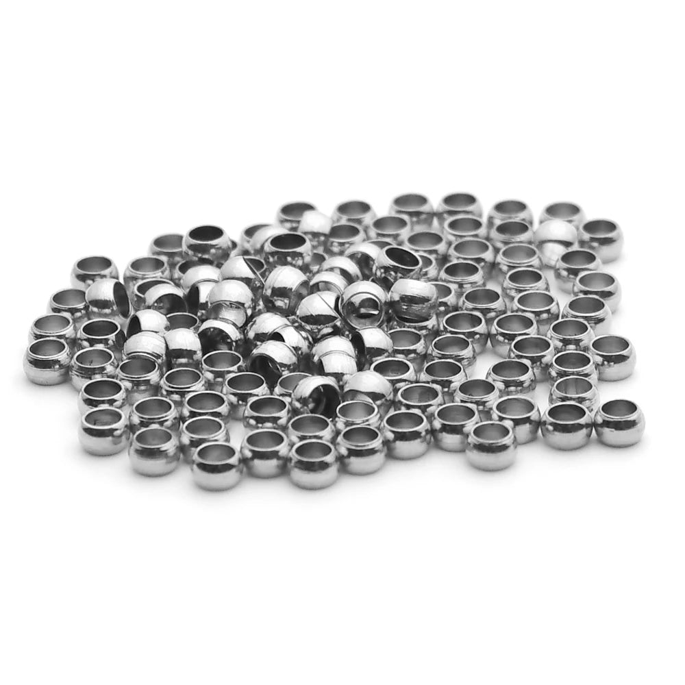 100–200 חרוזי נירוסטה כדוריים – חרוזי סיום וכיווץ ליצירת תכשיטים