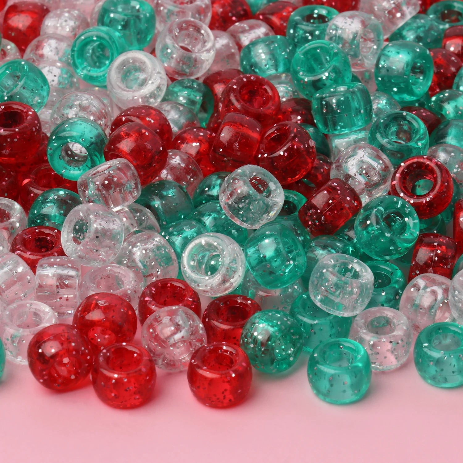 100 חרוזי פוני 6x9 מ"מ – חרוזים צבעוניים עם חור גדול ל־DIY ותכשיטים