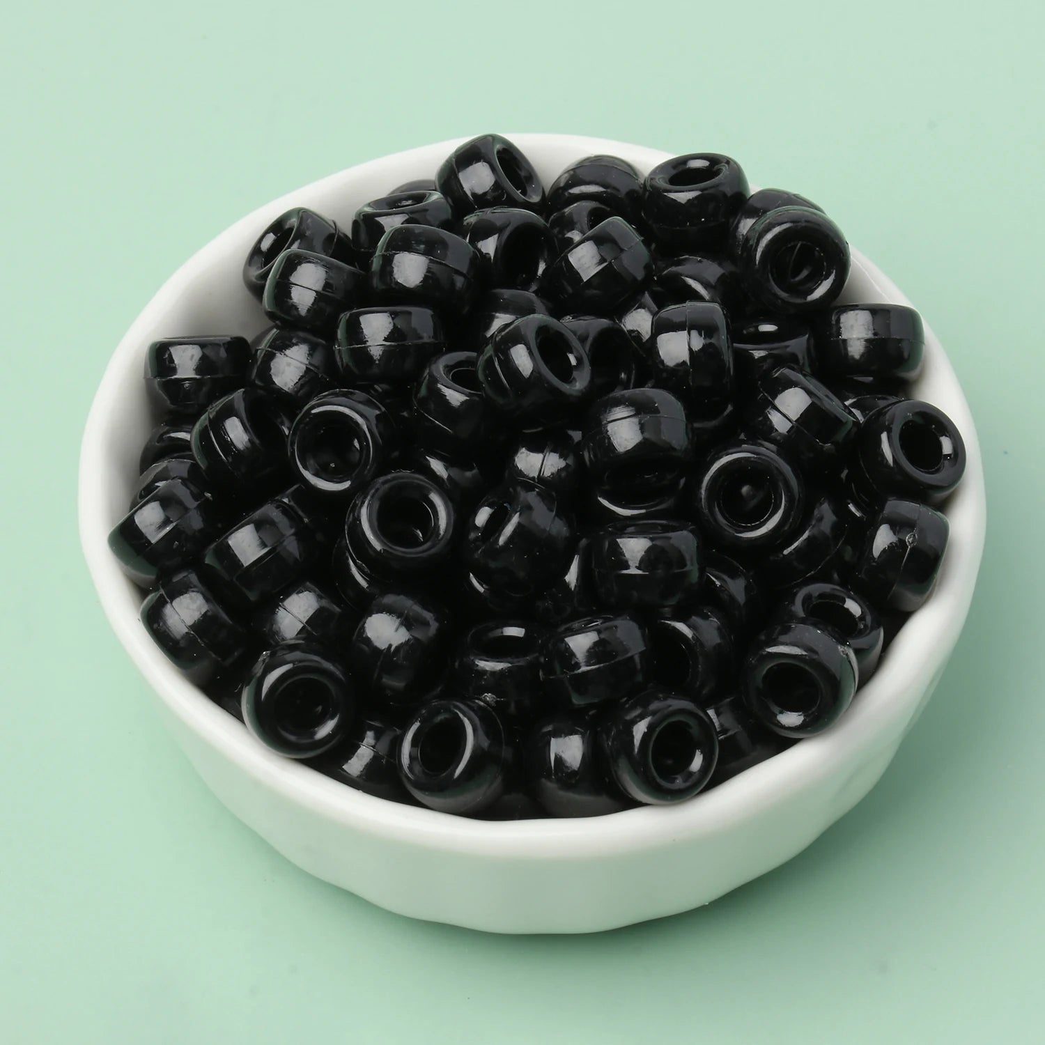 100 חרוזי פוני 6x9 מ"מ – חרוזים צבעוניים עם חור גדול ל־DIY ותכשיטים