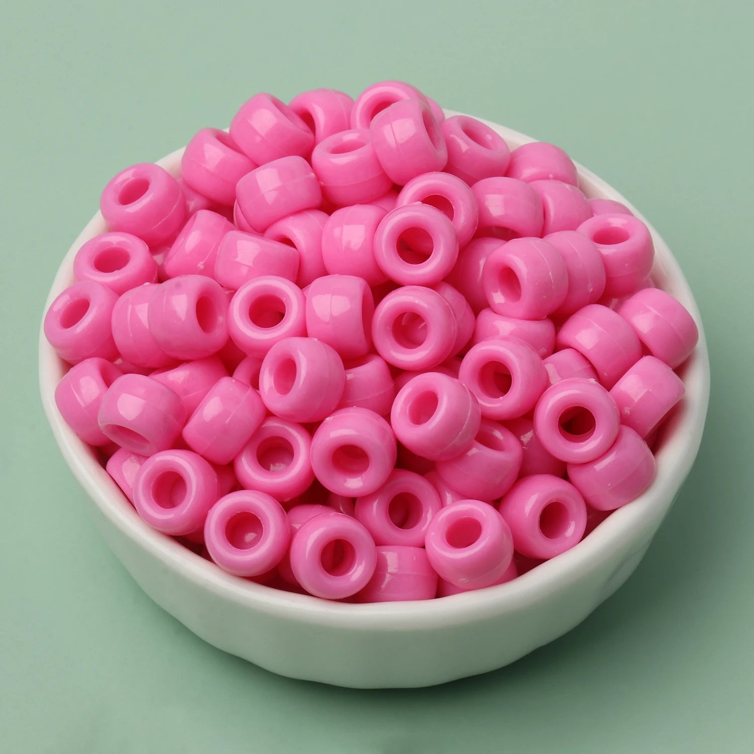 100 חרוזי פוני 6x9 מ"מ – חרוזים צבעוניים עם חור גדול ל־DIY ותכשיטים