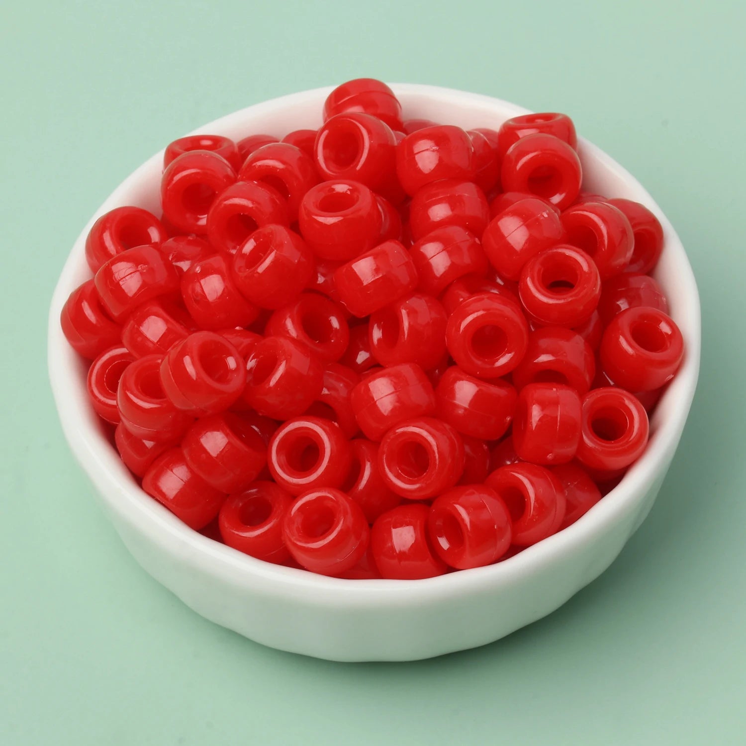 100 חרוזי פוני 6x9 מ"מ – חרוזים צבעוניים עם חור גדול ל־DIY ותכשיטים