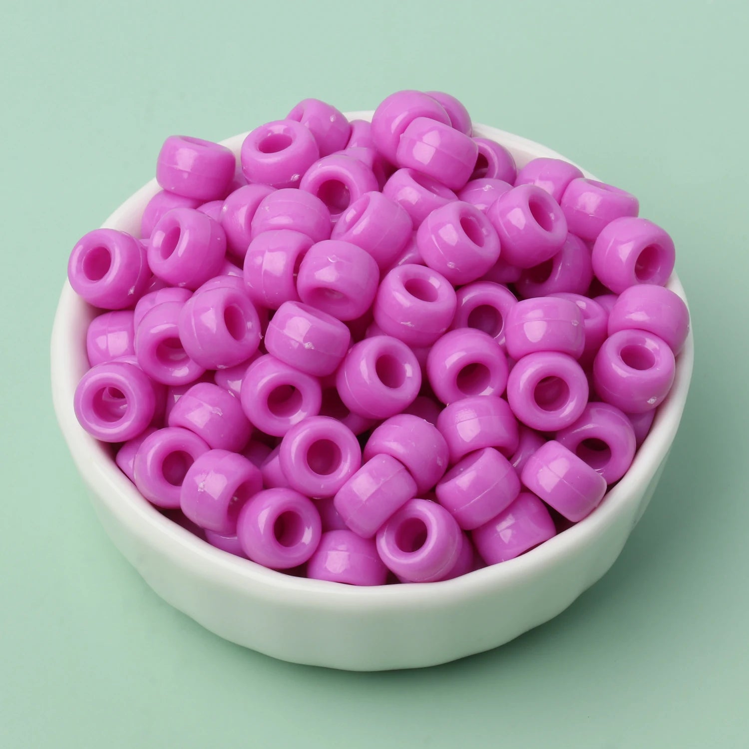 100 חרוזי פוני 6x9 מ"מ – חרוזים צבעוניים עם חור גדול ל־DIY ותכשיטים